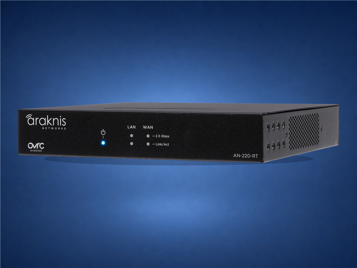 Araknis 220 router on blue
