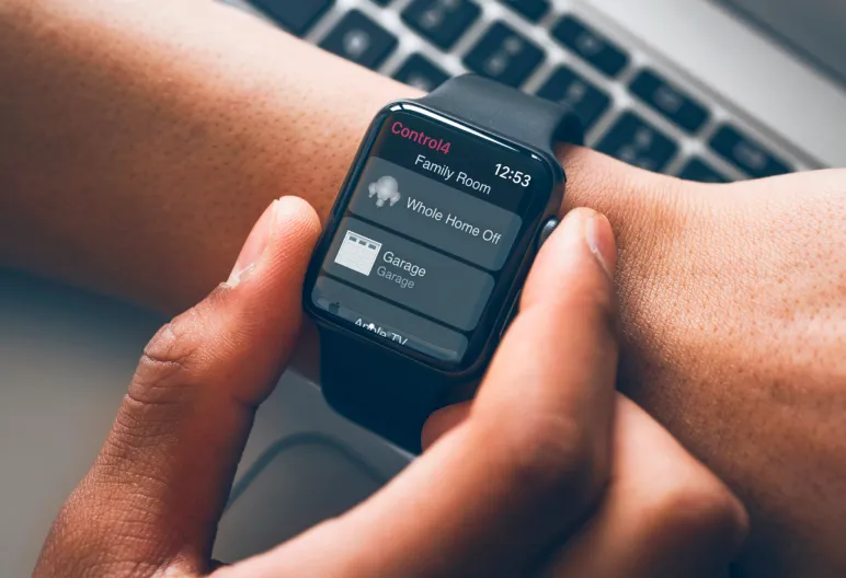 Homeowner using Control4 controls on Apple Watch