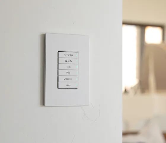 Control4 Contemporary wired keypad shown with multiple button arrangements