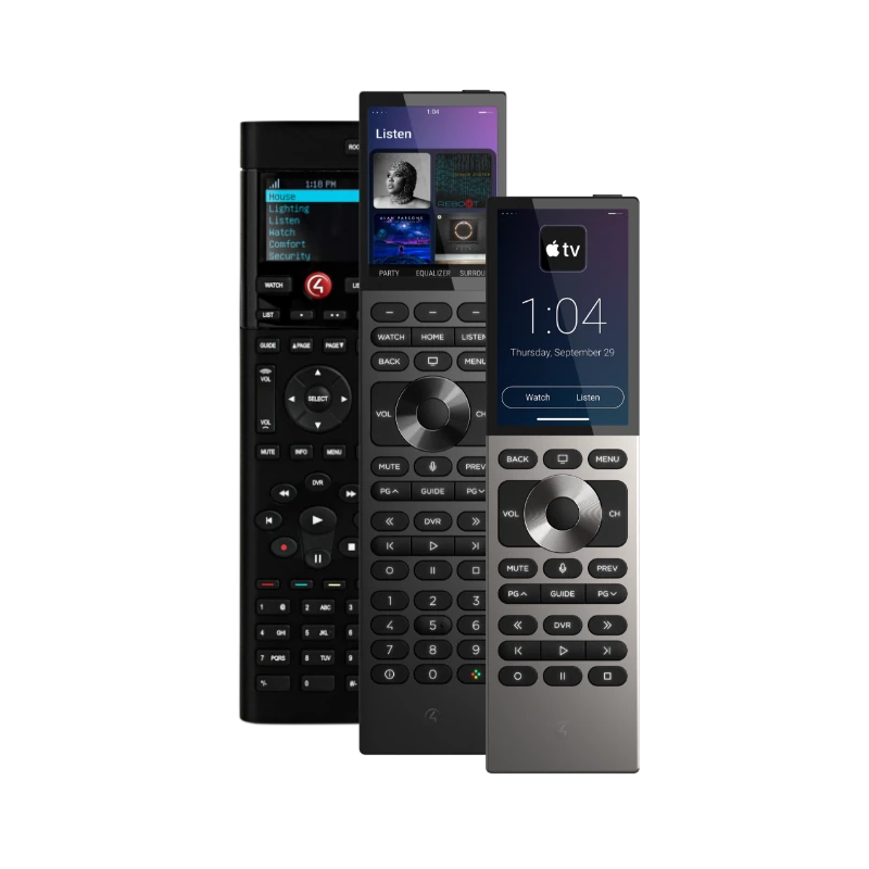 Control4 SR-260, Halo and Halo Touch shown together to compare their button and screen layouts