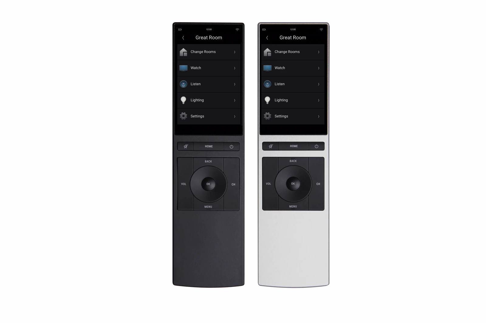 Official black and silver Control4 NEEO remotes shown side by side