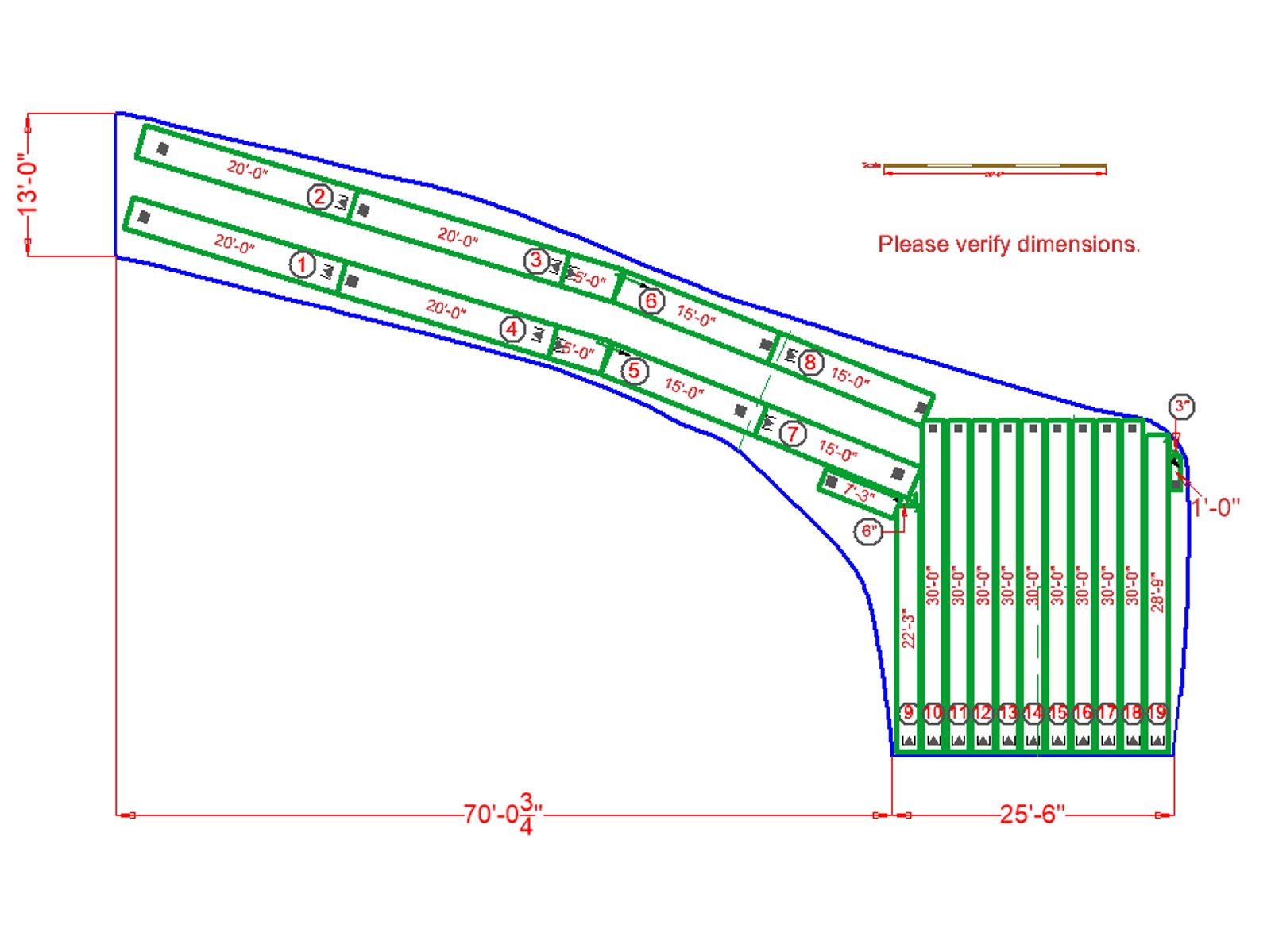 Manufacturer installation plan showing electric snow-melt mat layout, dimensions and power lead locations