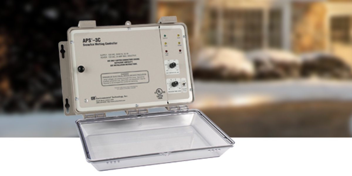 Automatic snow-melting control panel in a weather-resistant enclosure