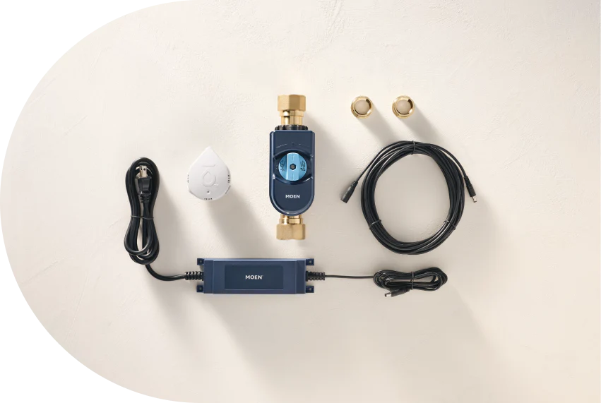 Smart water valve kit with power supply, cable and one remote point sensor