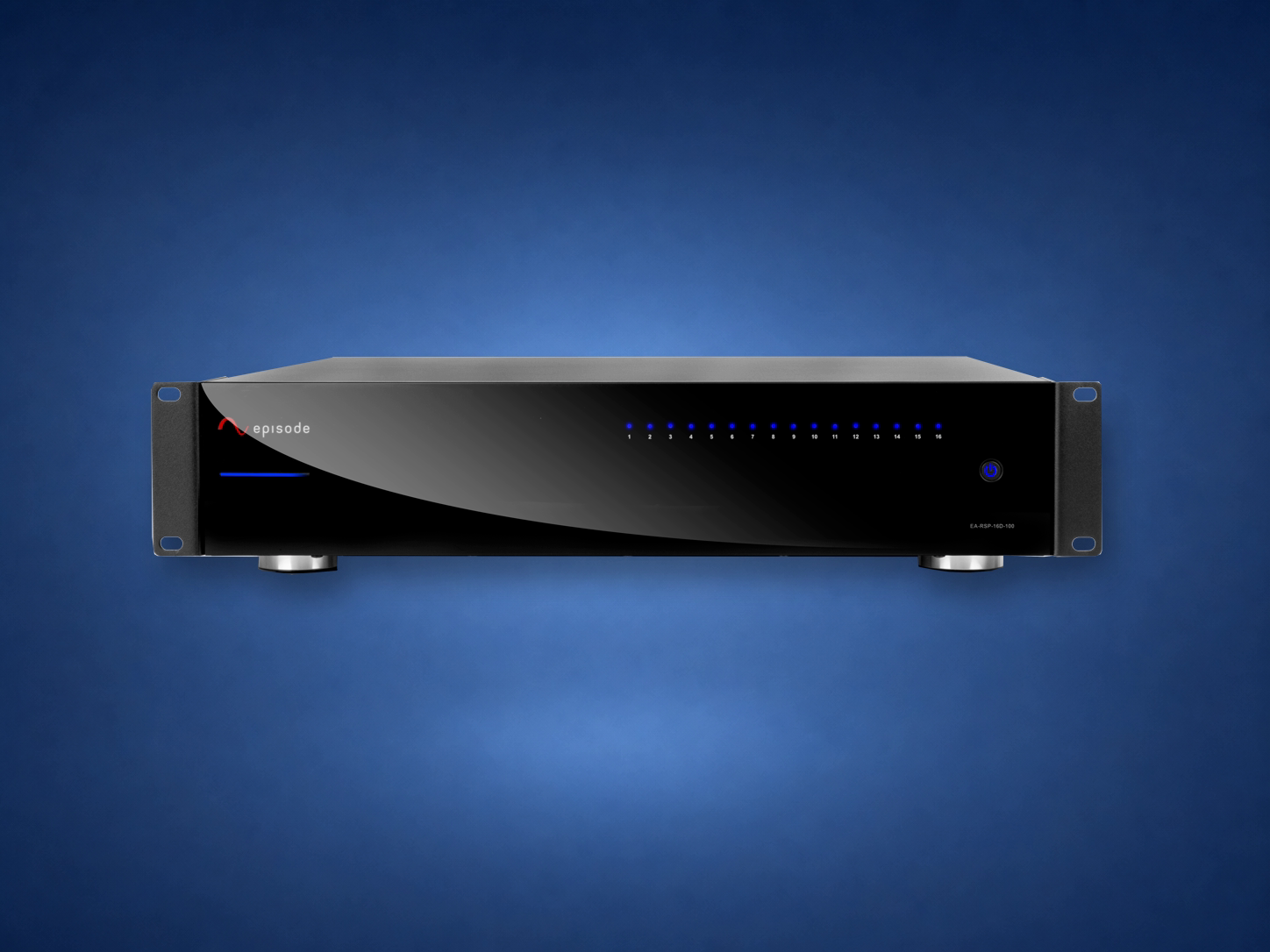Episode EA-RSP-16D-100 DSP amplifier on blue