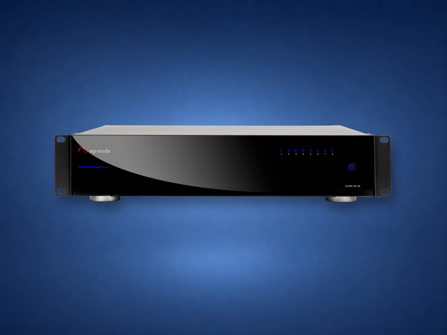 Episode EA-RSP-8D-100 DSP amplifier on blue