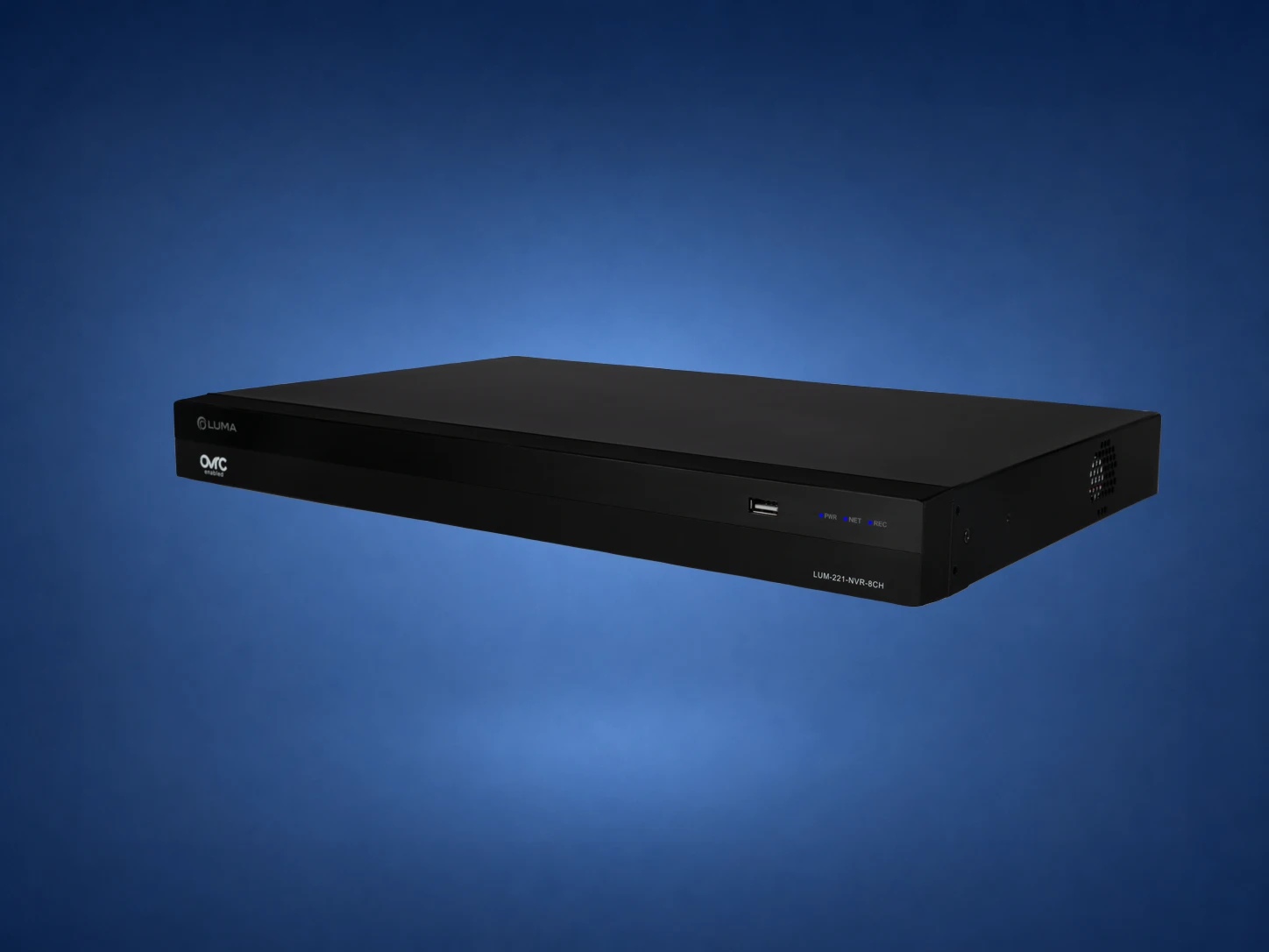 Luma 221 Series eight-channel NVR on blue