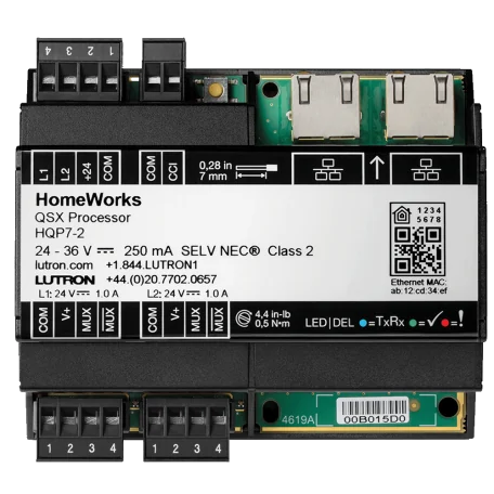 Lutron HomeWorks QSX processor used as part of the lighting control system