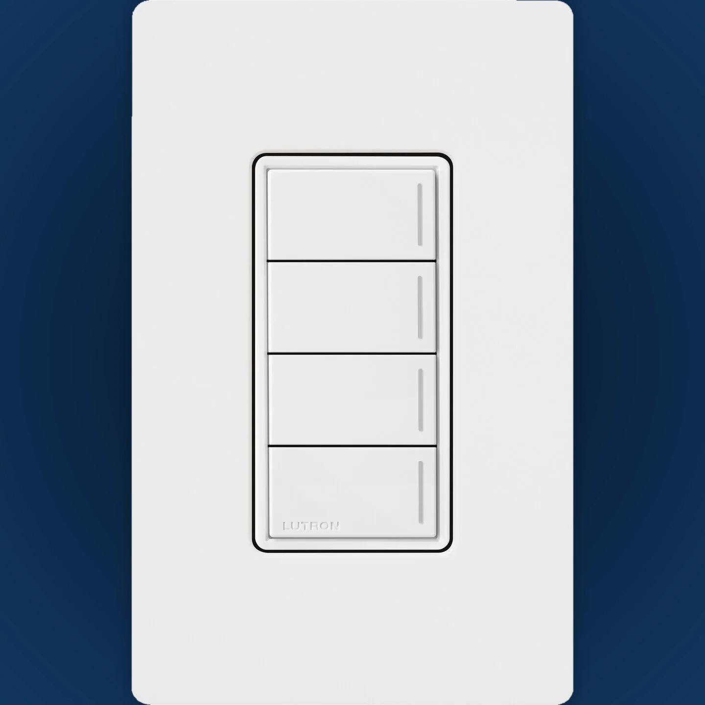 Official front view of a white Lutron Sunnata keypad