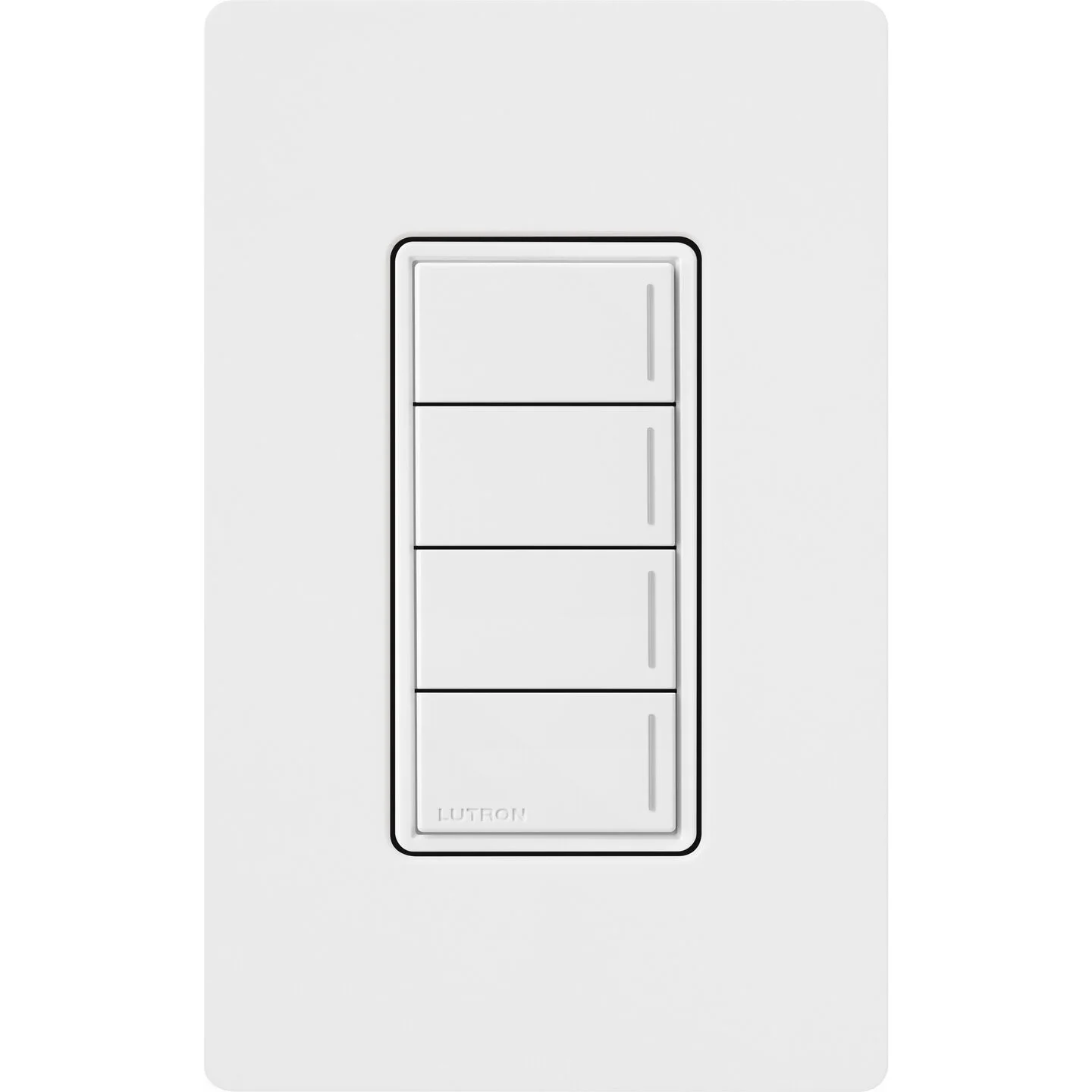 Official front view of a white Lutron Sunnata keypad