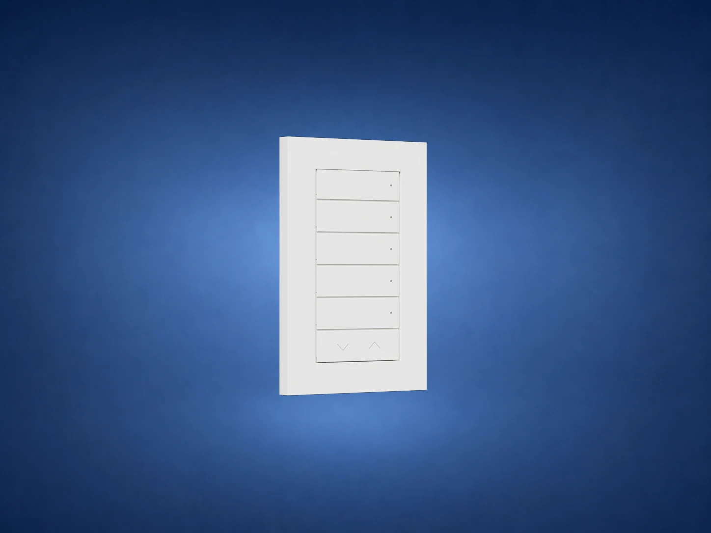 Front view of a white Lux by Control4 engraved keypad