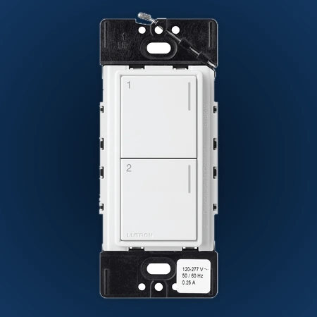 White Lutron Sunnata two-button keypad