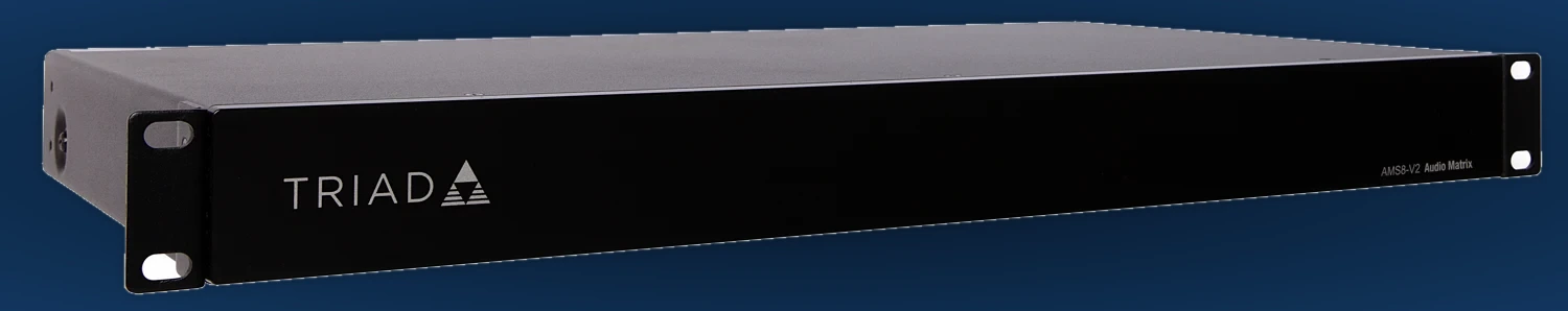 Triad AMS8-V2 eight-zone audio matrix three-quarter product view