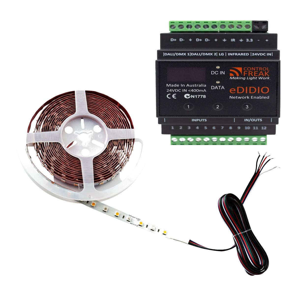Control4 Vibrant RGBW tape and DMX control components