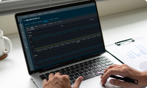 WattBox Power Insights graphs on a laptop