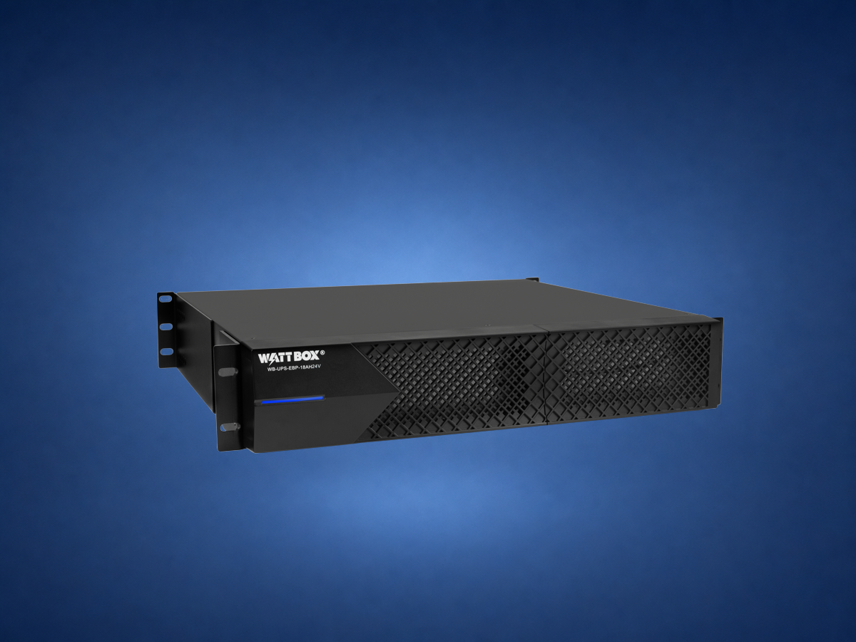 WattBox extended battery pack on blue