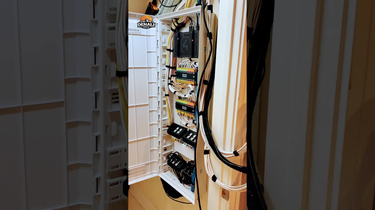 Organized Wirepath structured wiring enclosure completed by Denali Tech