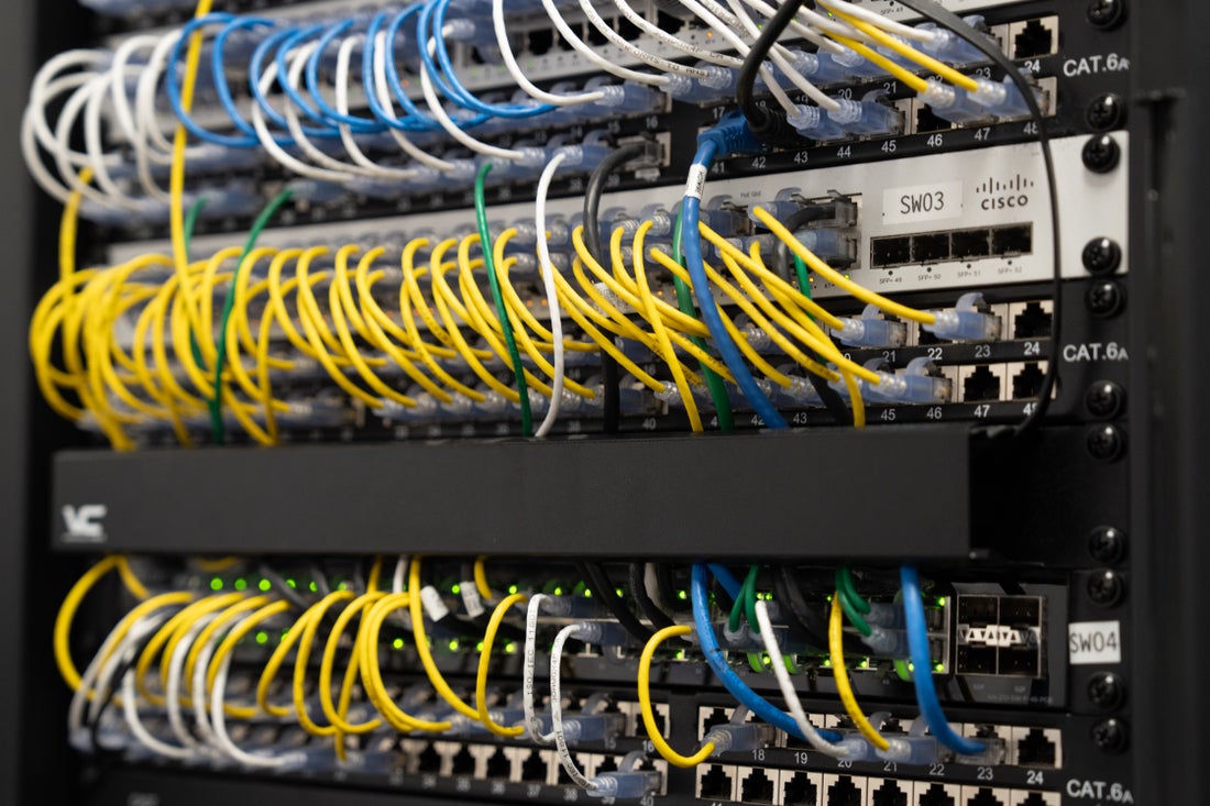 Network cabling in a Strong rack; ADI manufacturer example